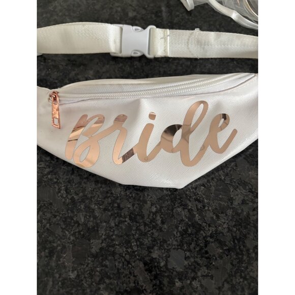 Bride Robe Veil Fanny Pack & Sequin Tote Bag Set Bachel0rette Party Wedding - Picture 7 of 16